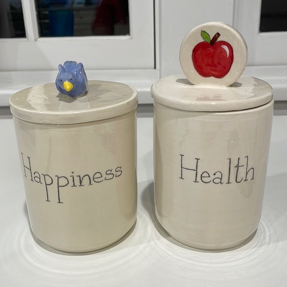 Vintage decorative Our Name is Mud porcelain canisters with lids. - Picture 3 of 3